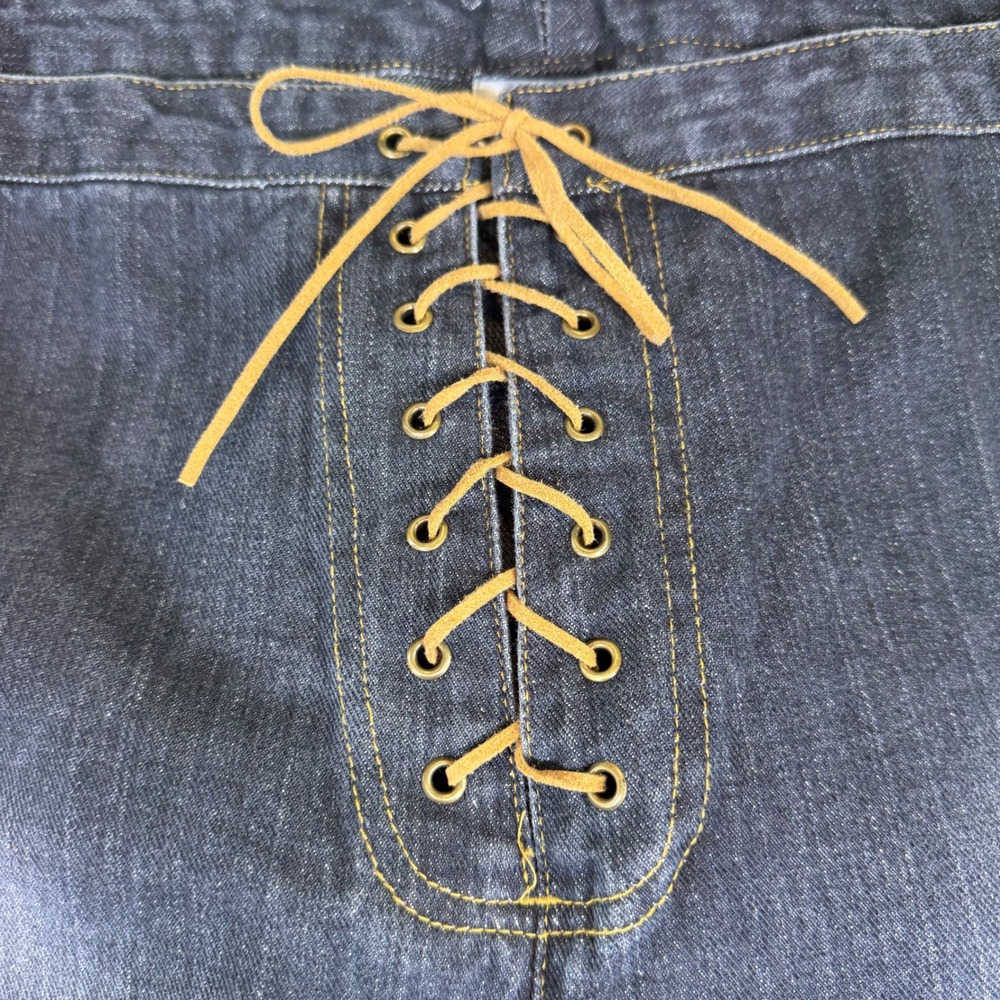 Vintage Y2K Clio II Womens 20 Dark Wash Lace Up Denim Jeans Western Bootcut - Picture 2 of 10